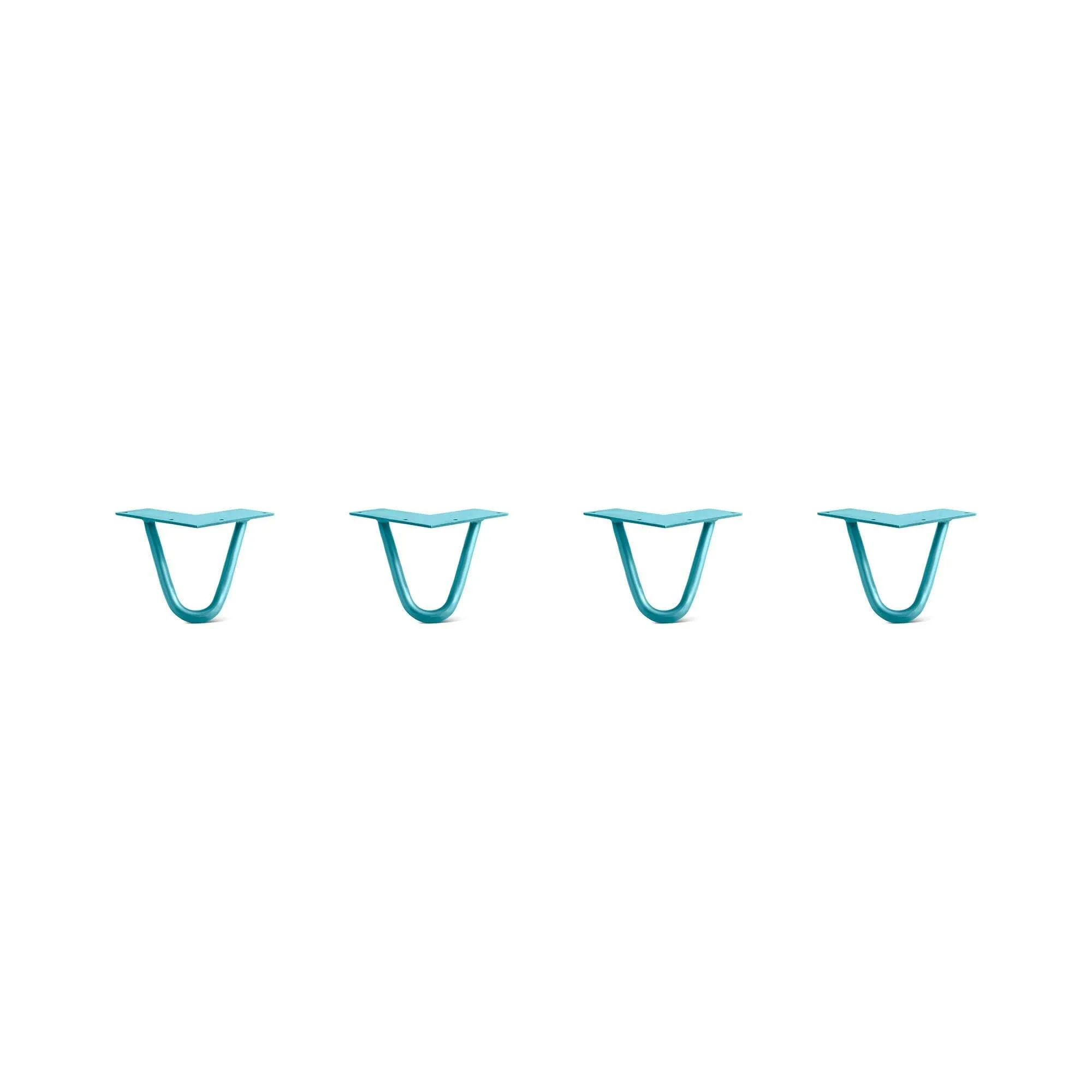 Hairpin Legs Set of 4, 2-Rod Design - Teal Powder Coated Finish