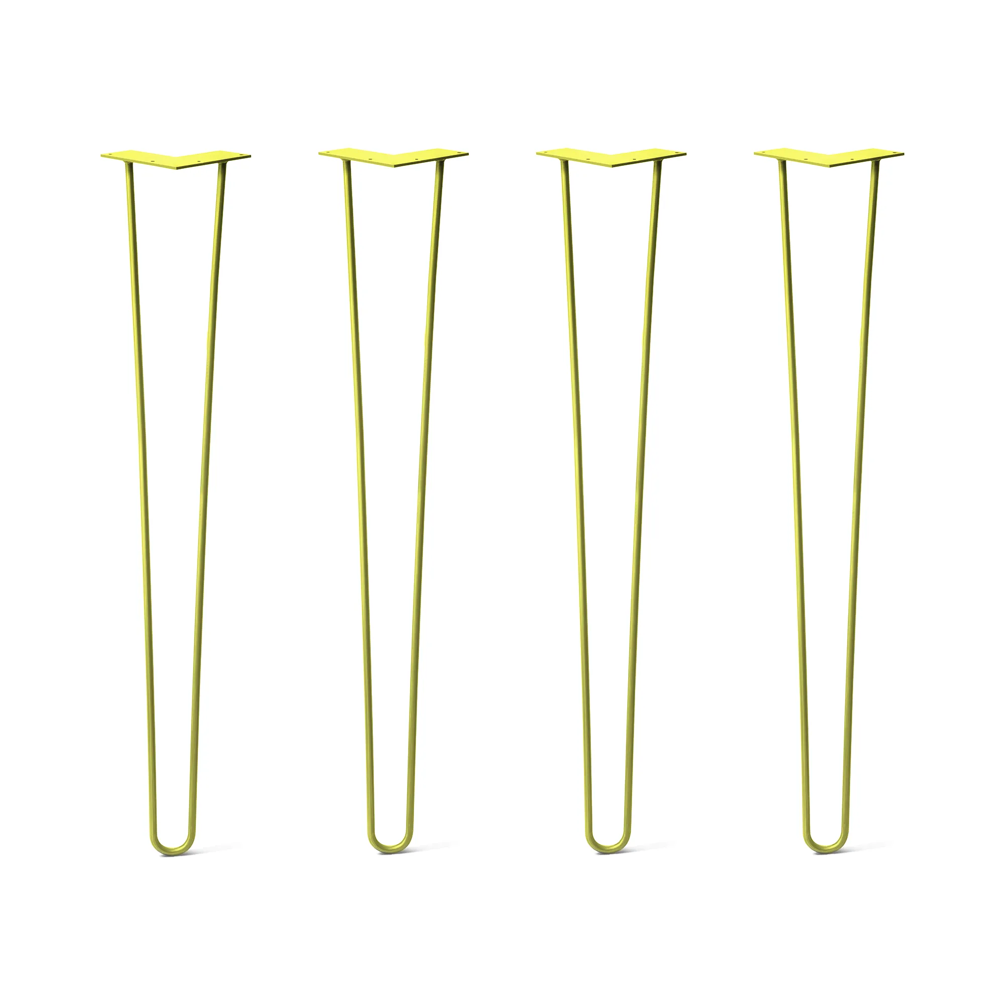 Hairpin Legs Set of 4, 2-Rod Design - Yellow Powder Coated Finish