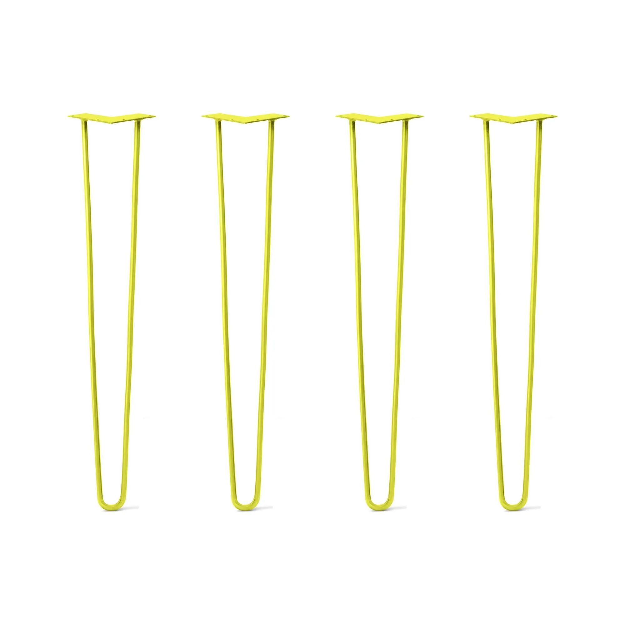 Hairpin Legs Set of 4, 2-Rod Design - Yellow Powder Coated Finish