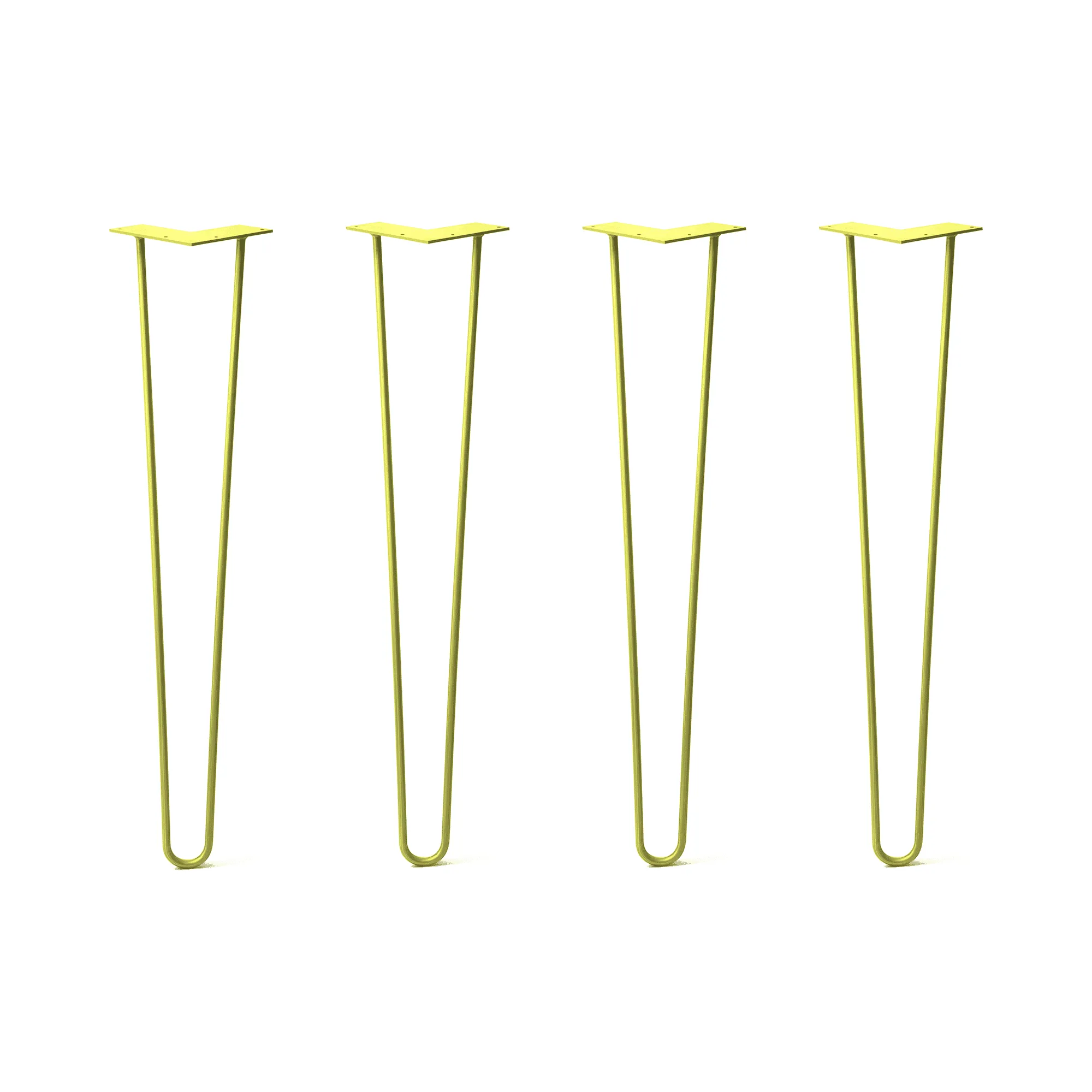 Hairpin Legs Set of 4, 2-Rod Design - Yellow Powder Coated Finish