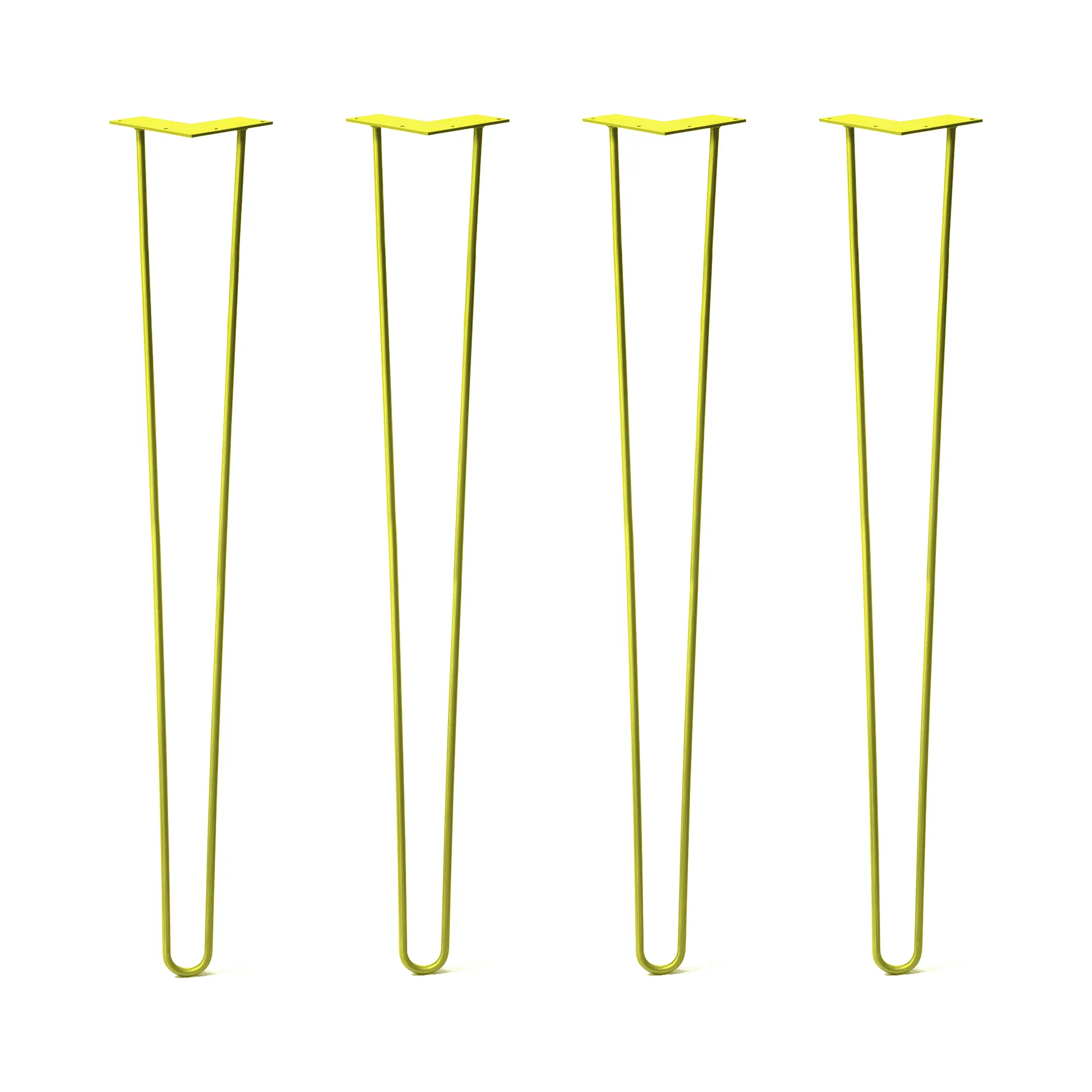 Hairpin Legs Set of 4, 2-Rod Design - Yellow Powder Coated Finish