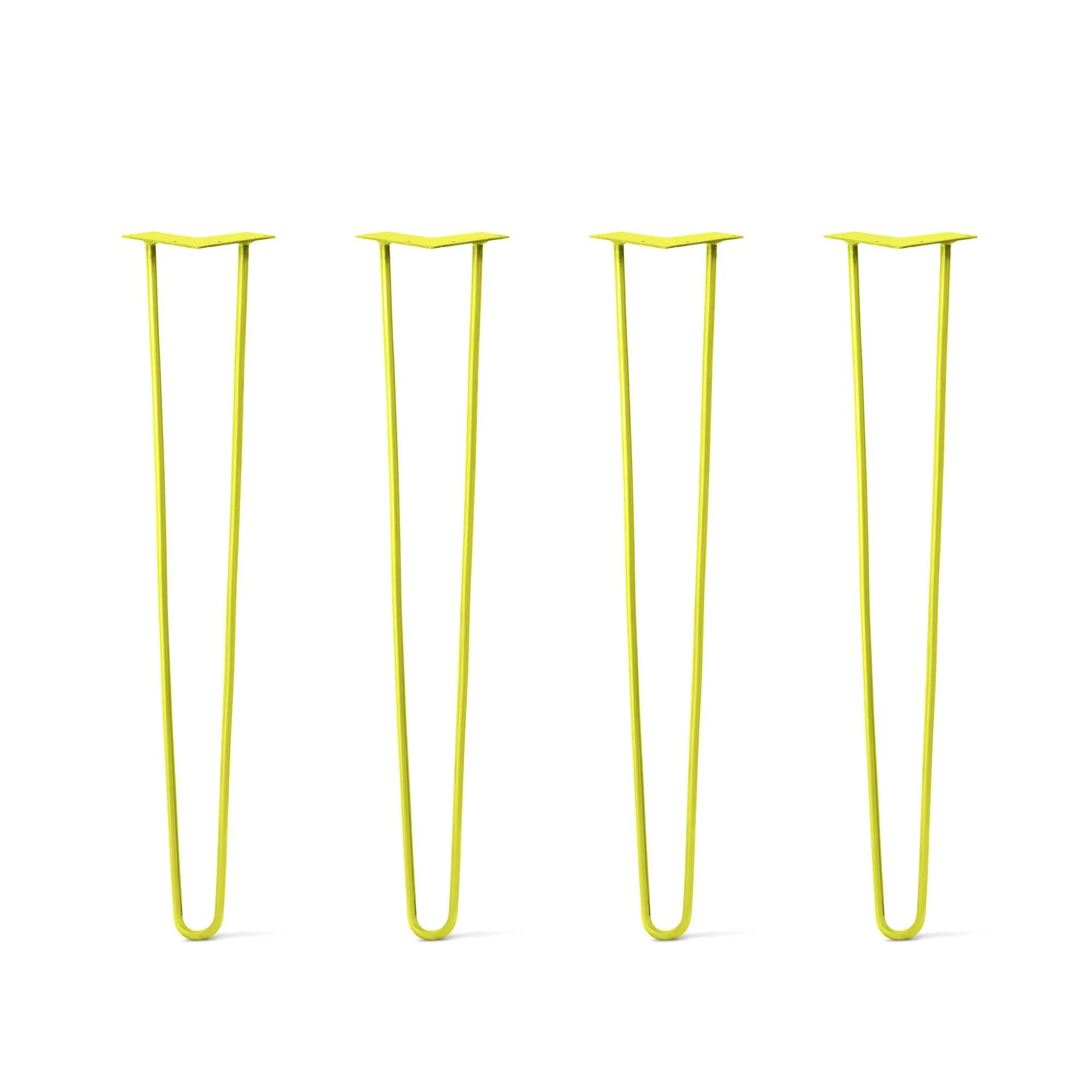 Hairpin Legs Set of 4, 2-Rod Design - Yellow Powder Coated Finish