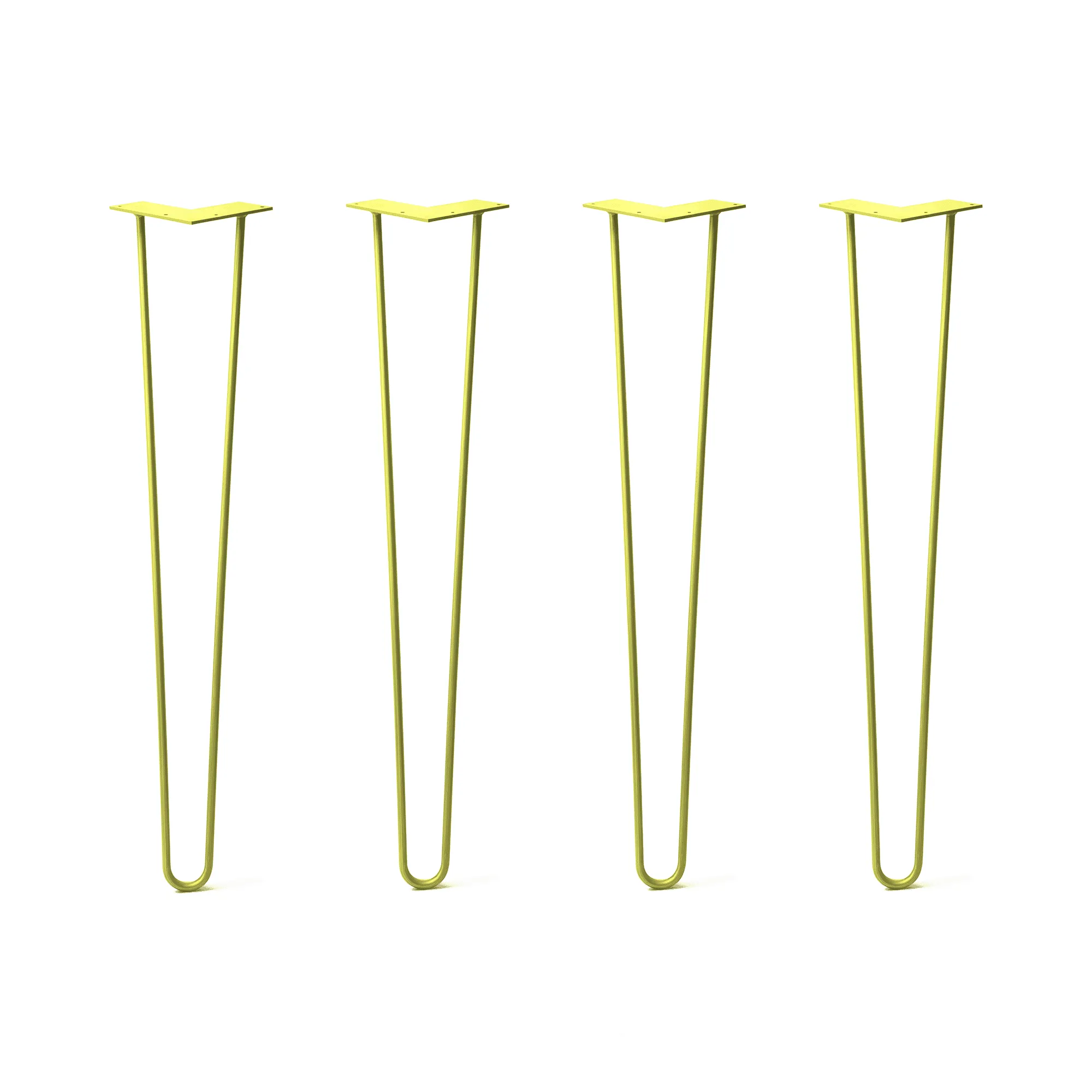 Hairpin Legs Set of 4, 2-Rod Design - Yellow Powder Coated Finish