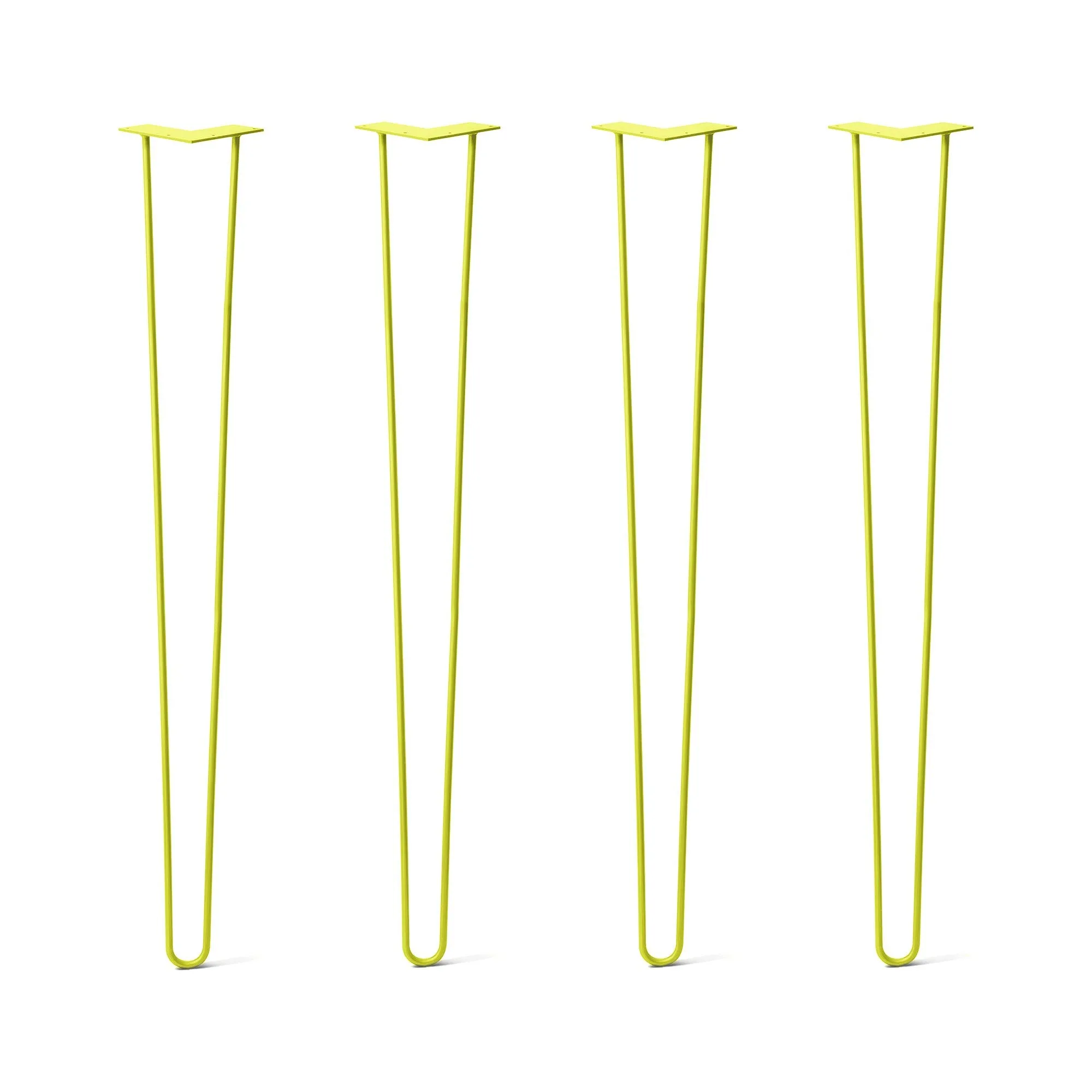 Hairpin Legs Set of 4, 2-Rod Design - Yellow Powder Coated Finish