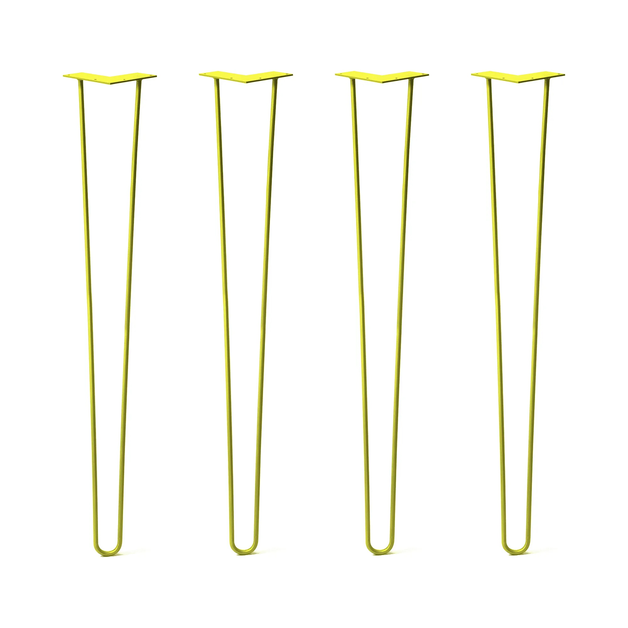 Hairpin Legs Set of 4, 2-Rod Design - Yellow Powder Coated Finish
