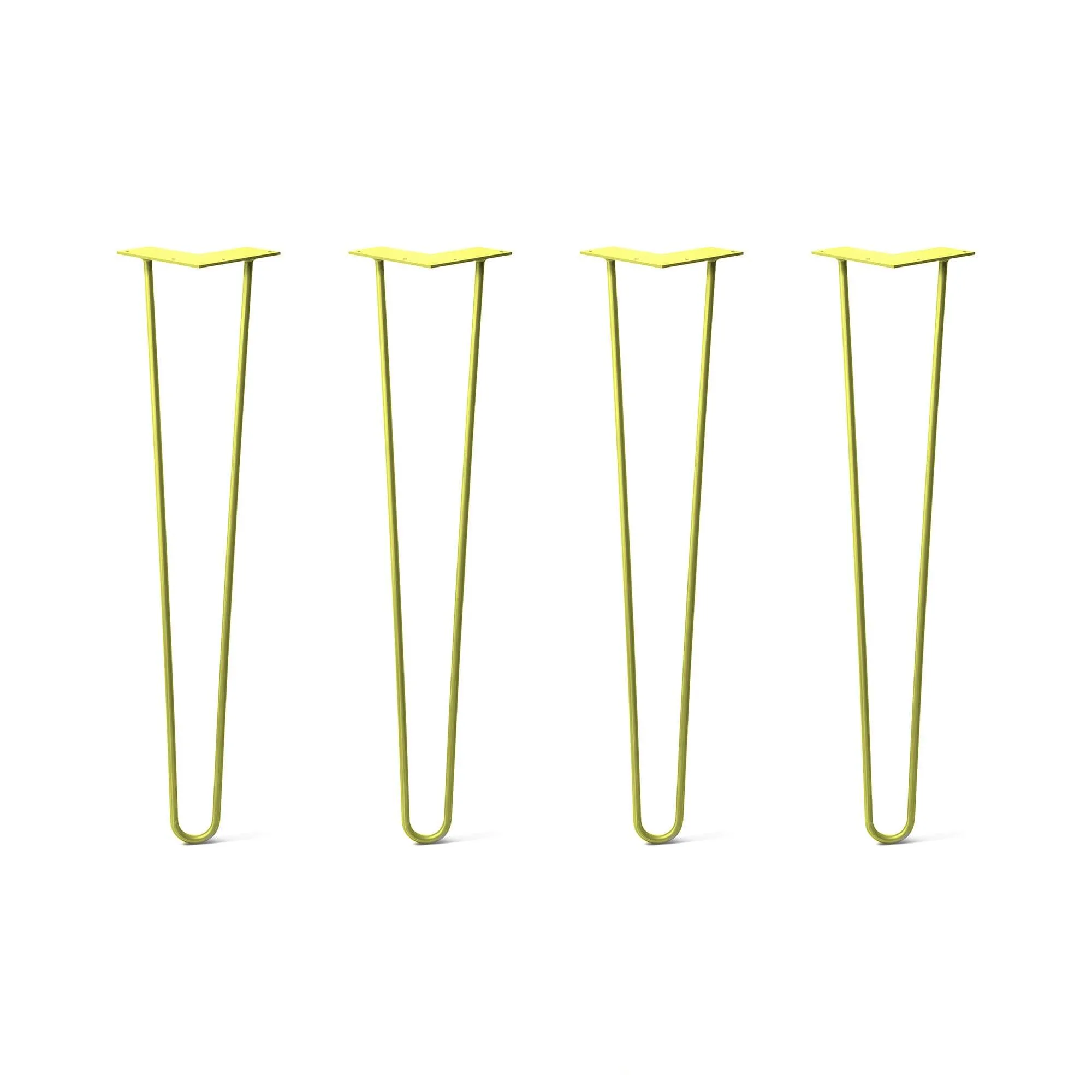 Hairpin Legs Set of 4, 2-Rod Design - Yellow Powder Coated Finish