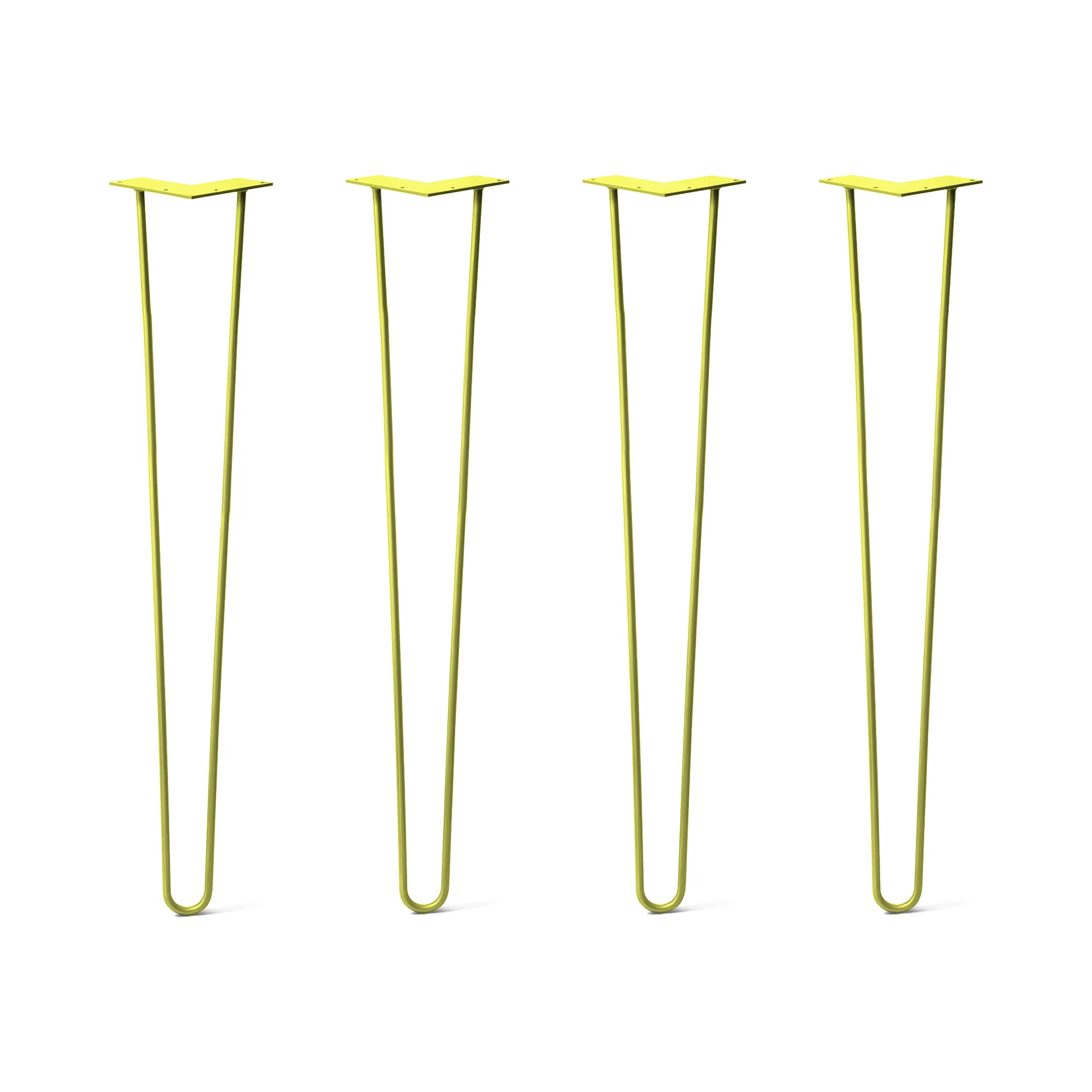 Hairpin Legs Set of 4, 2-Rod Design - Yellow Powder Coated Finish