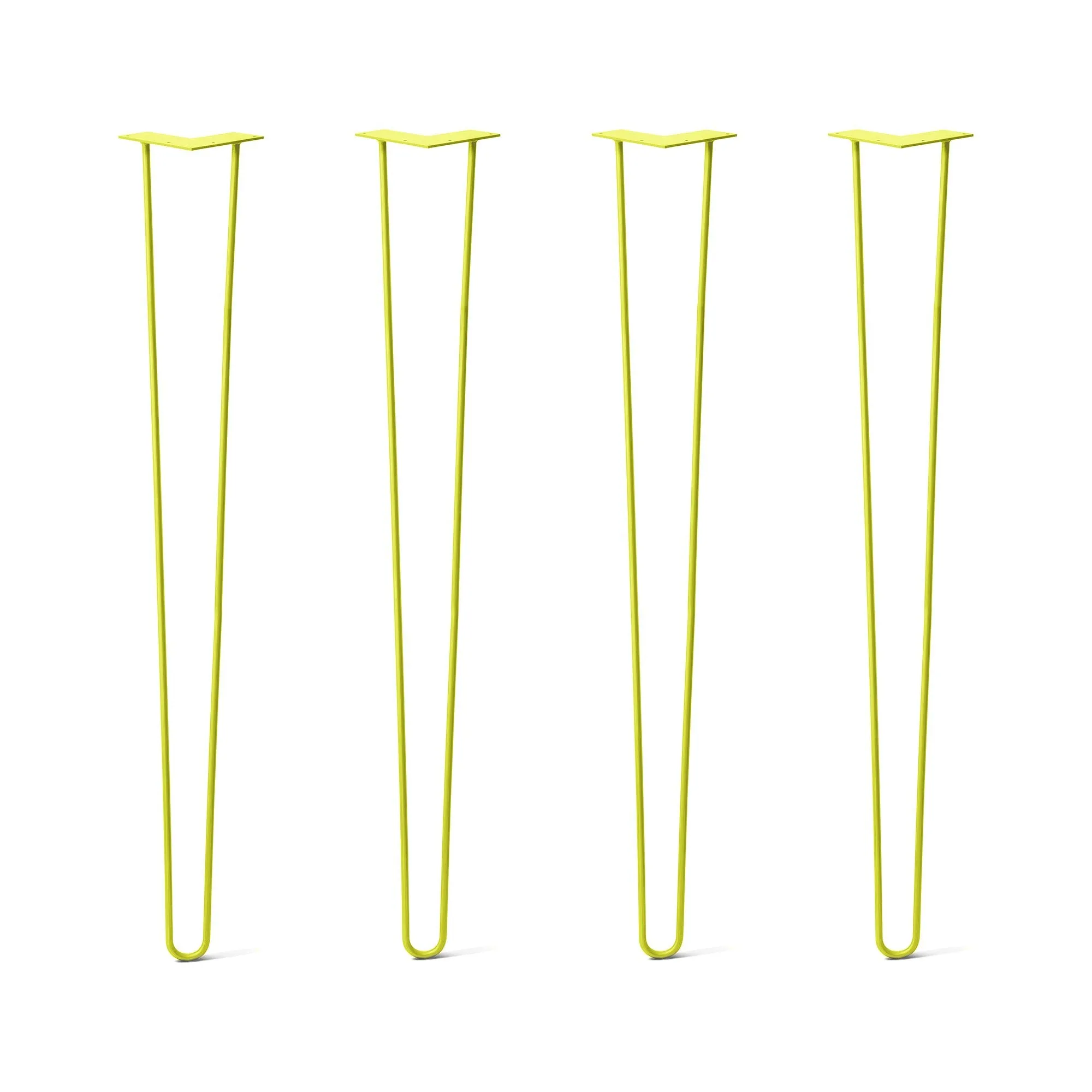 Hairpin Legs Set of 4, 2-Rod Design - Yellow Powder Coated Finish