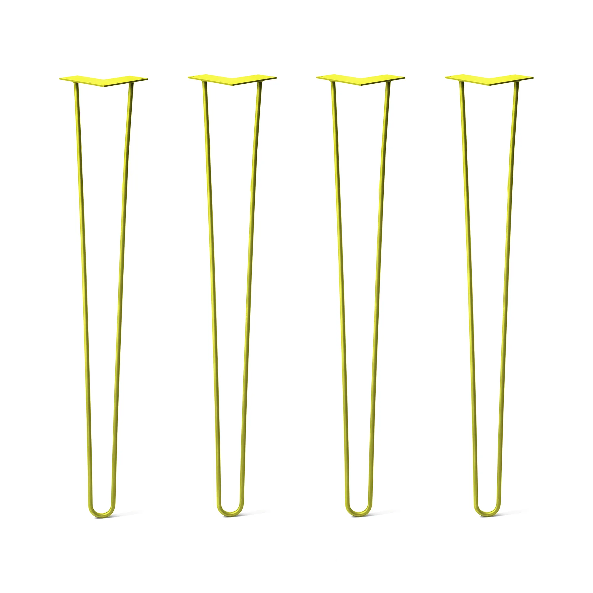 Hairpin Legs Set of 4, 2-Rod Design - Yellow Powder Coated Finish