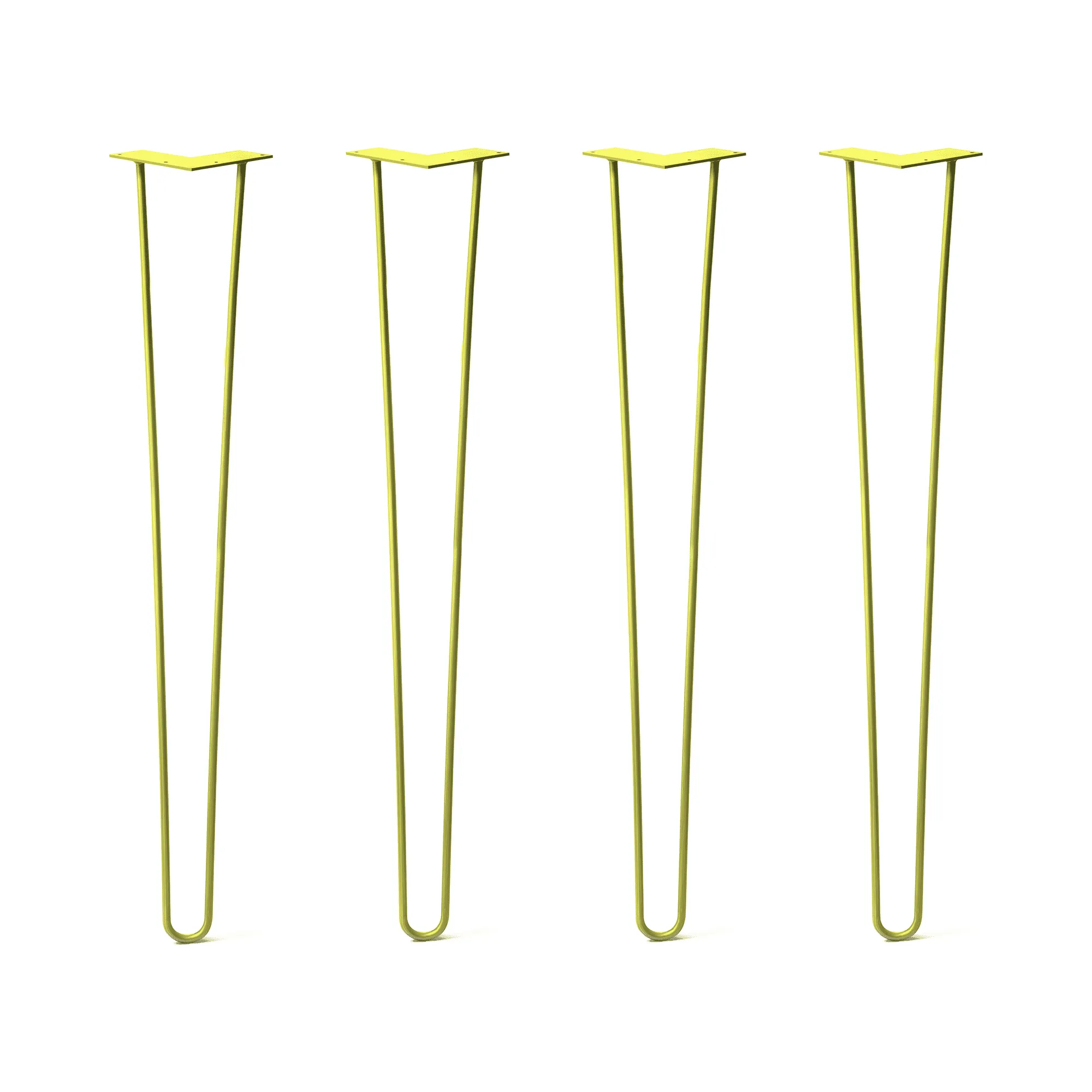 Hairpin Legs Set of 4, 2-Rod Design - Yellow Powder Coated Finish