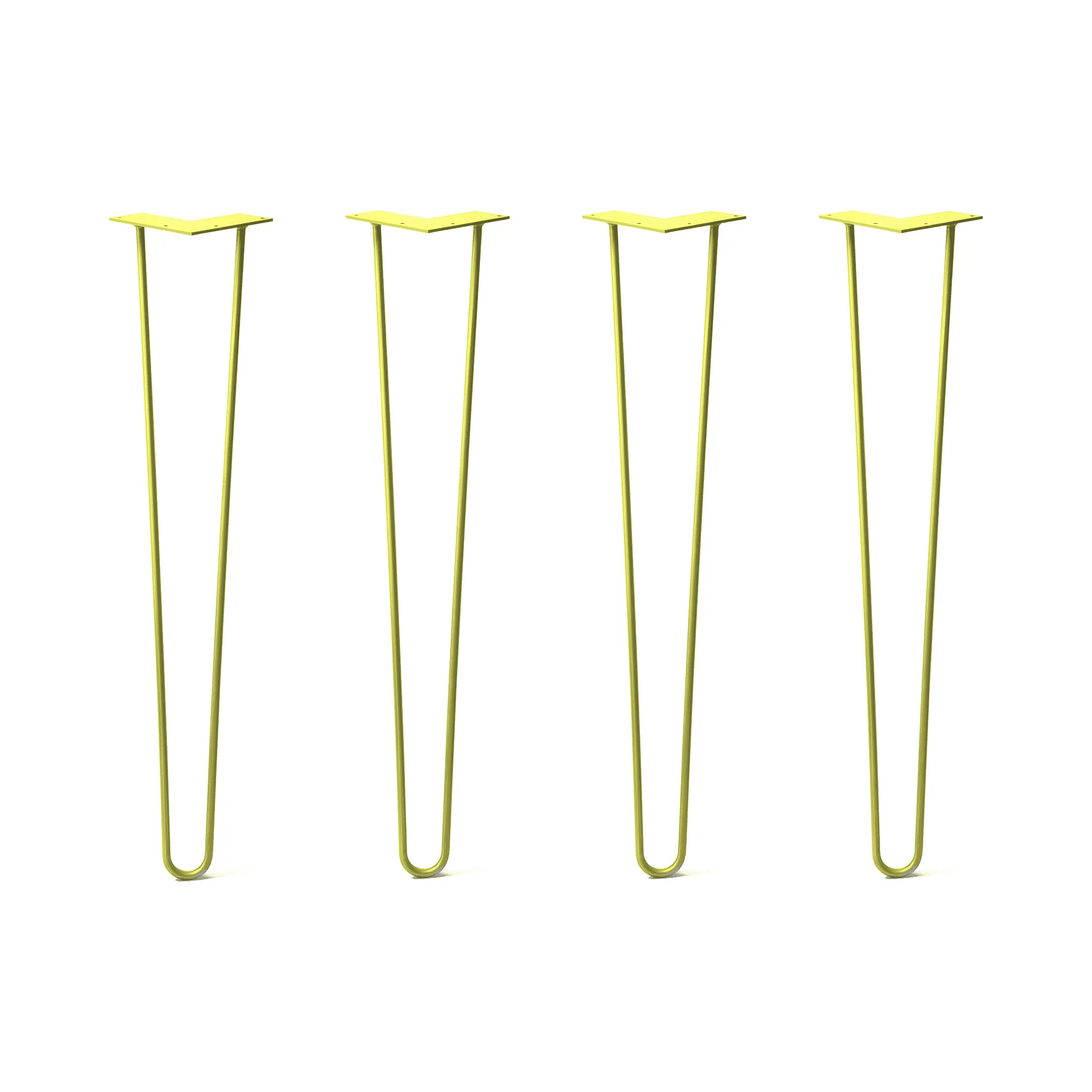 Hairpin Legs Set of 4, 2-Rod Design - Yellow Powder Coated Finish