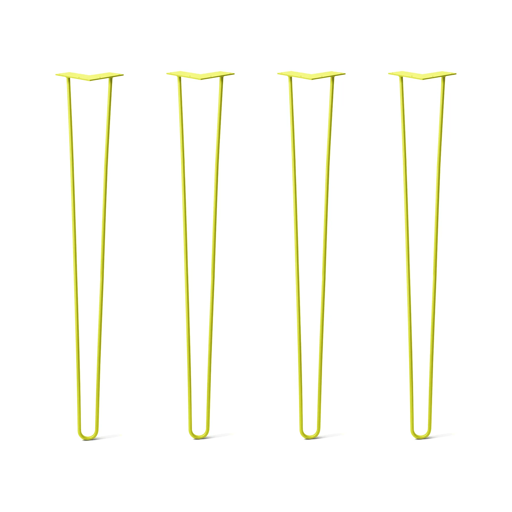 Hairpin Legs Set of 4, 2-Rod Design - Yellow Powder Coated Finish