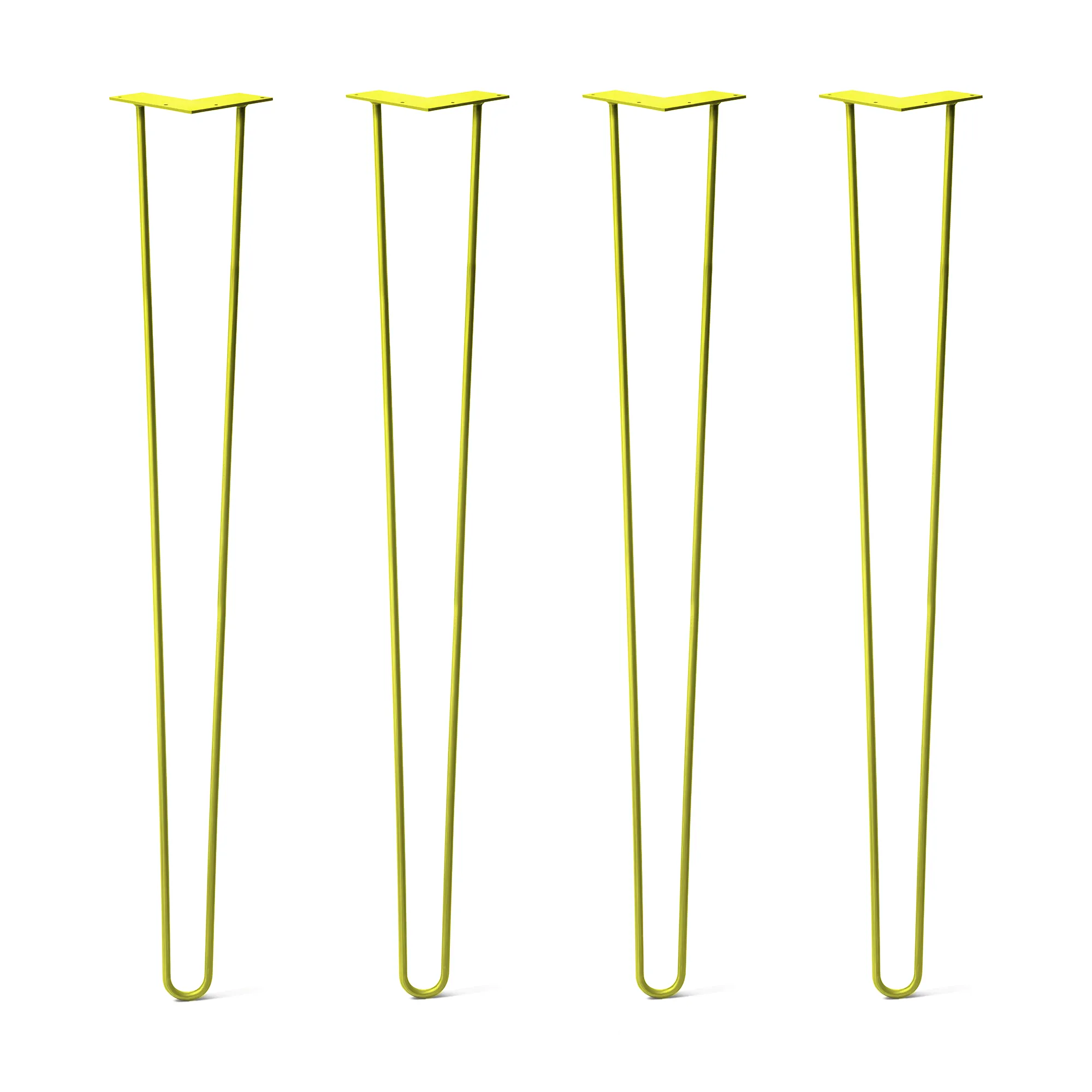 Hairpin Legs Set of 4, 2-Rod Design - Yellow Powder Coated Finish
