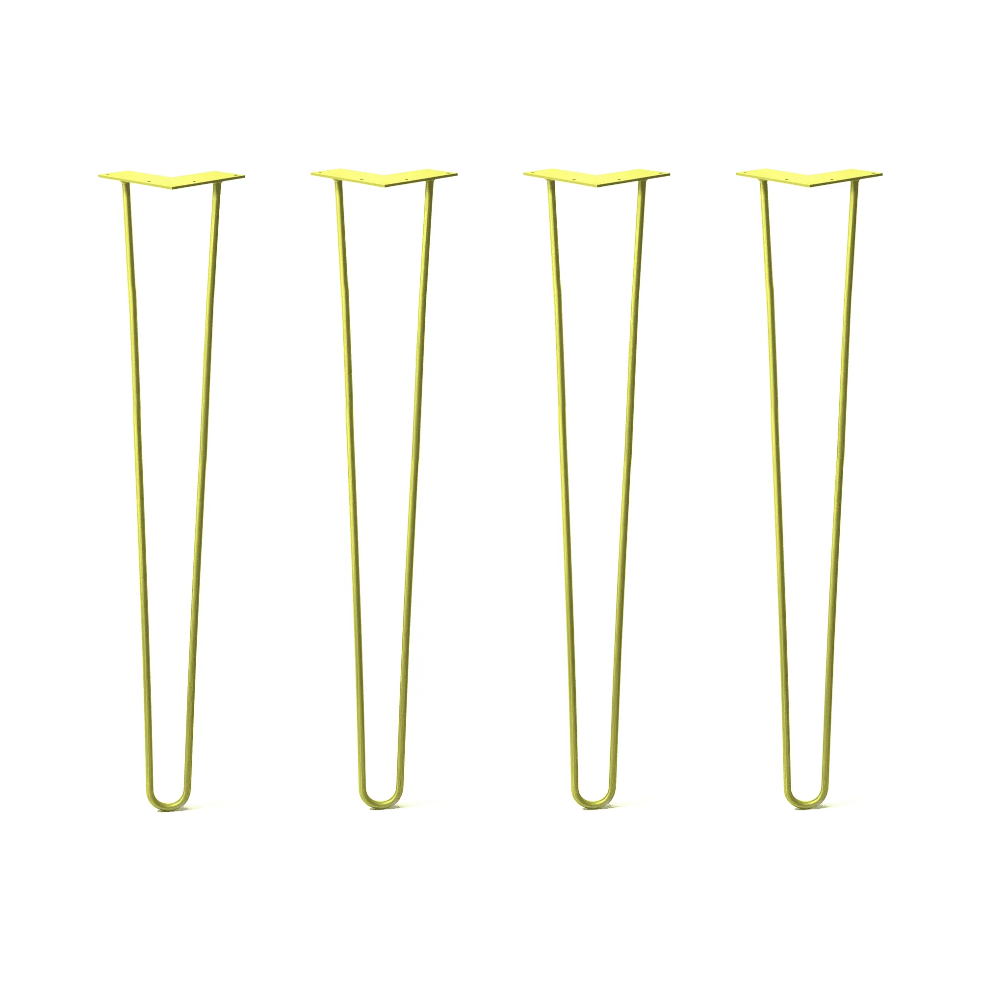 Hairpin Legs Set of 4, 2-Rod Design - Yellow Powder Coated Finish