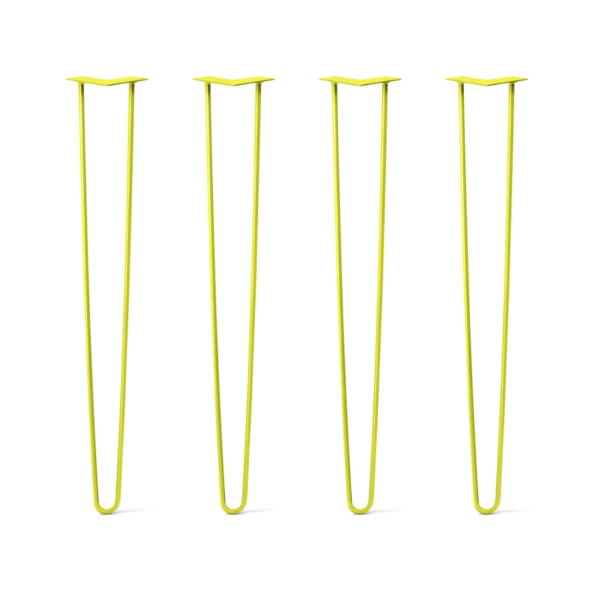 Hairpin Legs Set of 4, 2-Rod Design - Yellow Powder Coated Finish