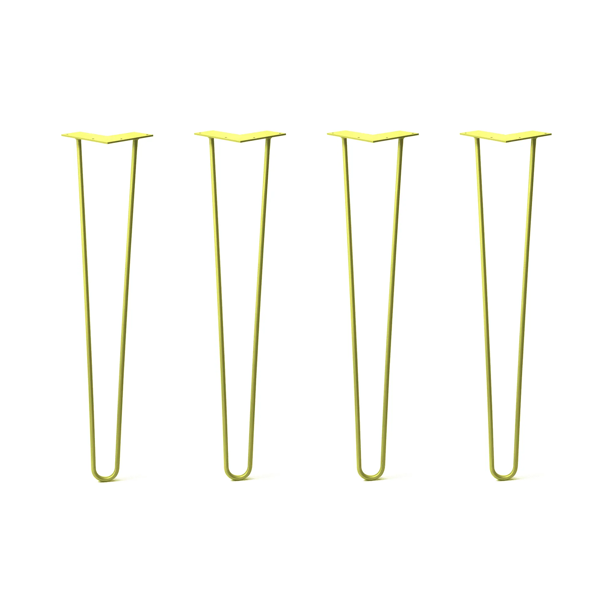 Hairpin Legs Set of 4, 2-Rod Design - Yellow Powder Coated Finish