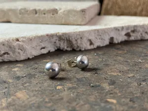 Half Round Silver Stud Earrings