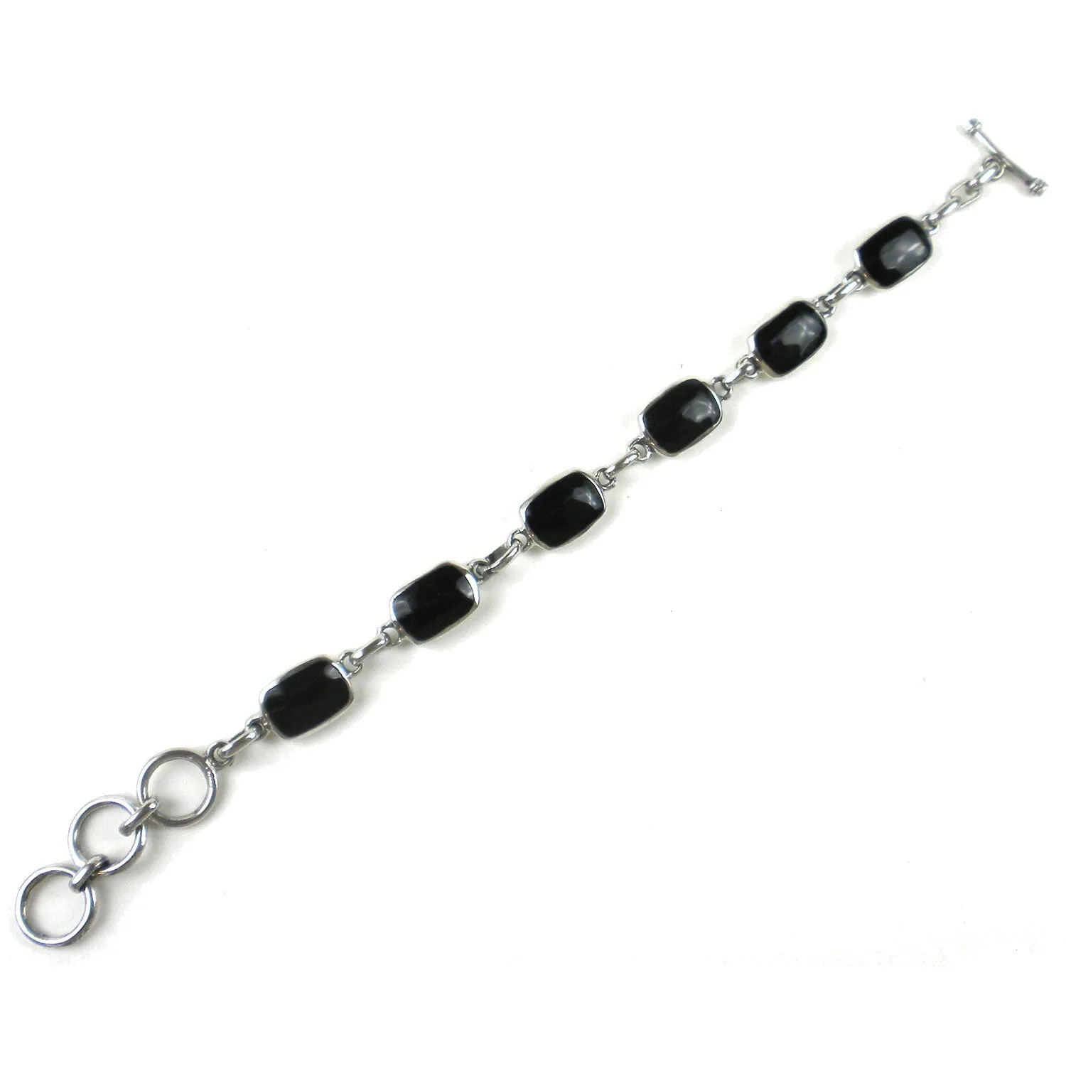 Handcrafted Mexican Alpaca Silver and Onyx Bracelet Artisana