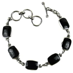 Handcrafted Mexican Alpaca Silver and Onyx Bracelet Artisana