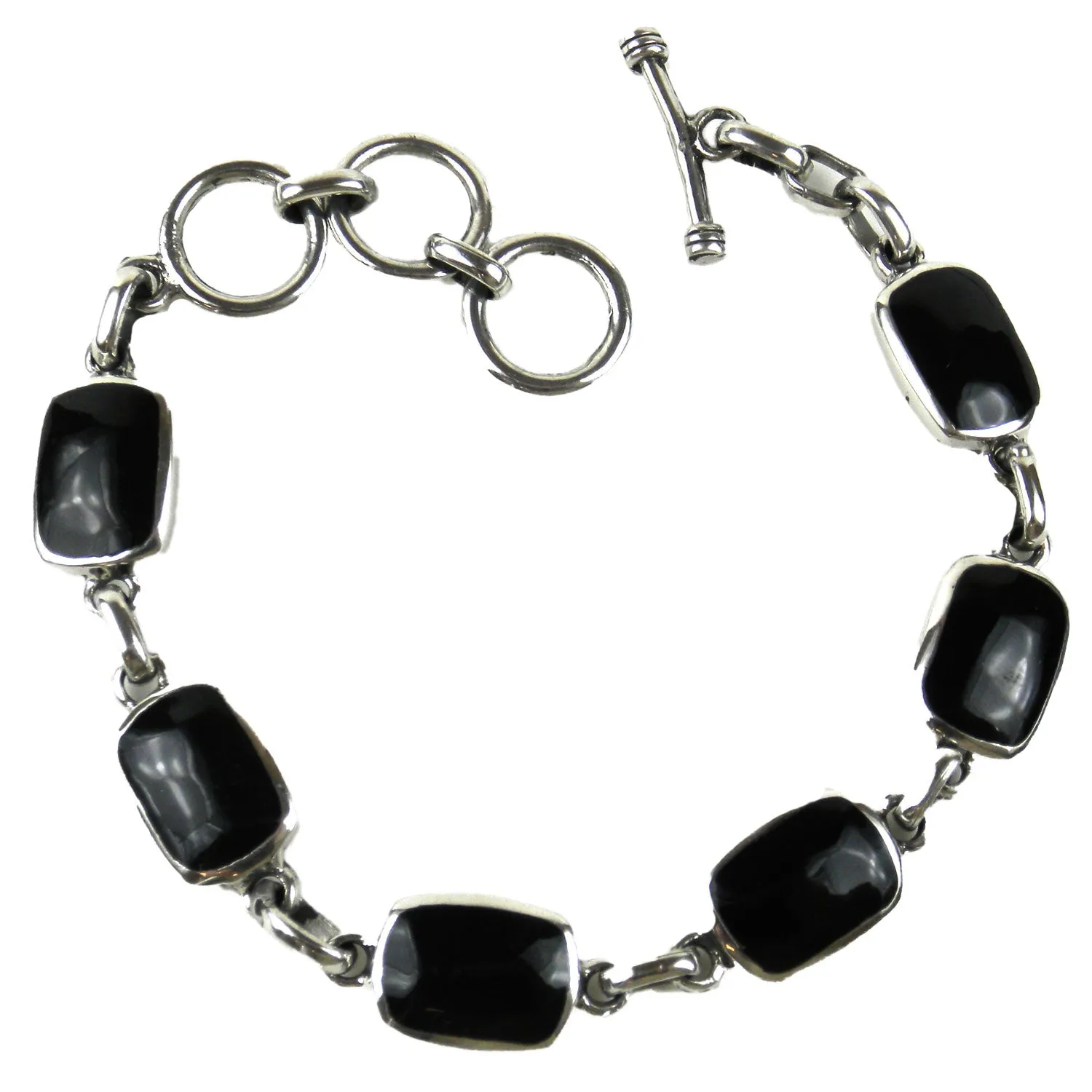 Handcrafted Mexican Alpaca Silver and Onyx Bracelet Artisana