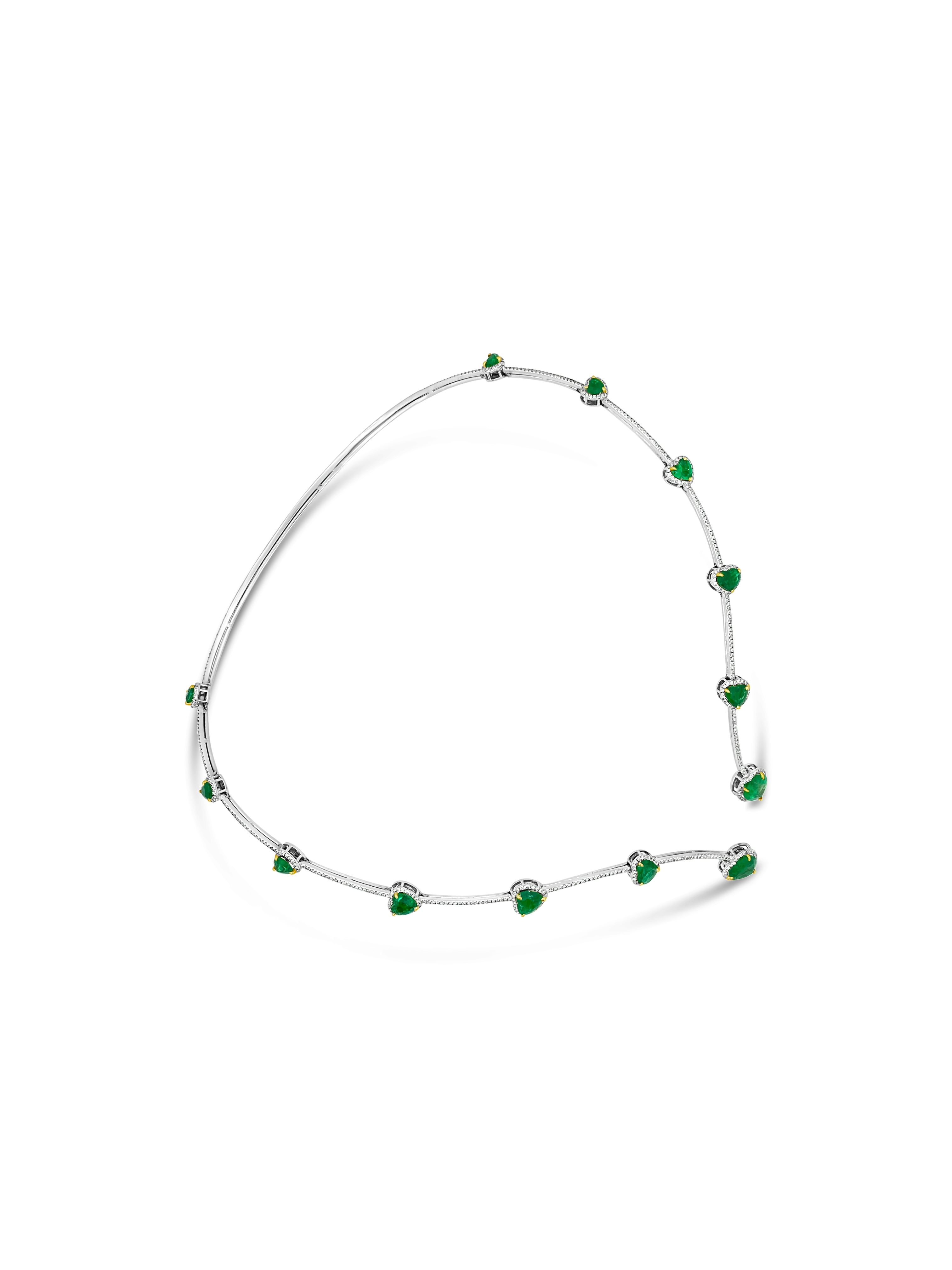 Heart Shaped Emerald & Diamond Necklace
