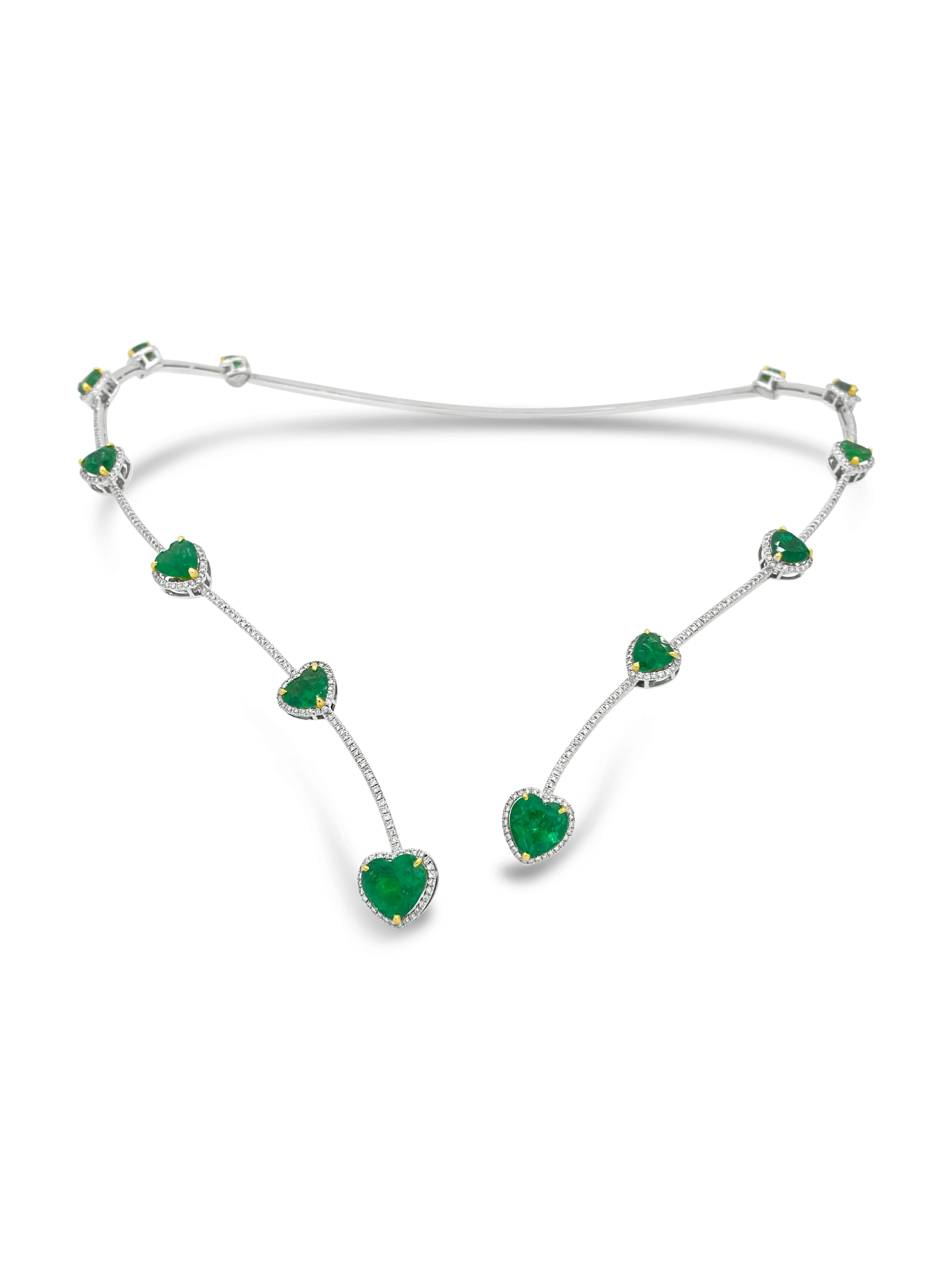 Heart Shaped Emerald & Diamond Necklace