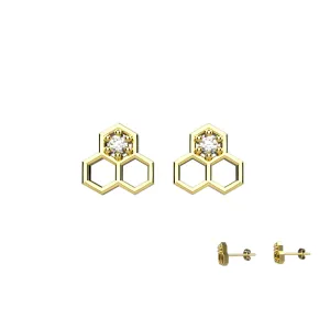 Hexagonal Stud In clear Ear Jewelry