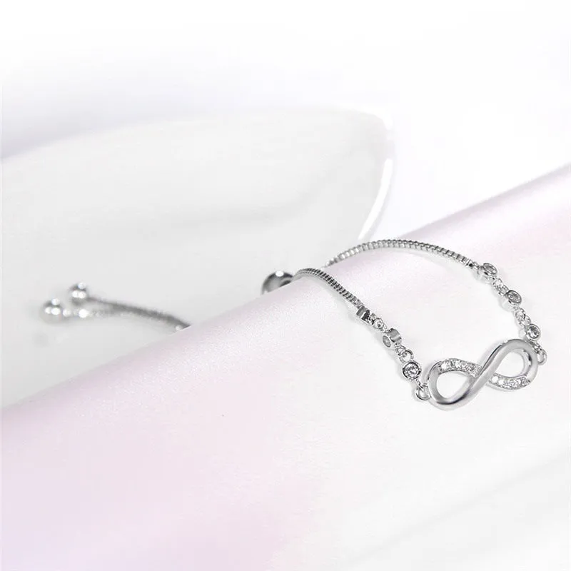 Infinity with Crystal Stone Adjustable Bracelet