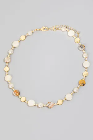 Jaded Multicolor Stone Choker Necklace in Gold