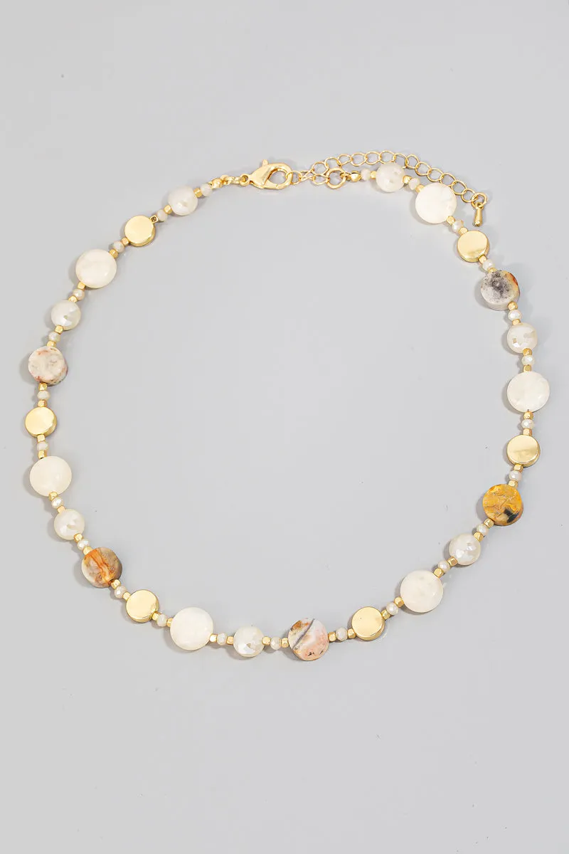 Jaded Multicolor Stone Choker Necklace in Gold