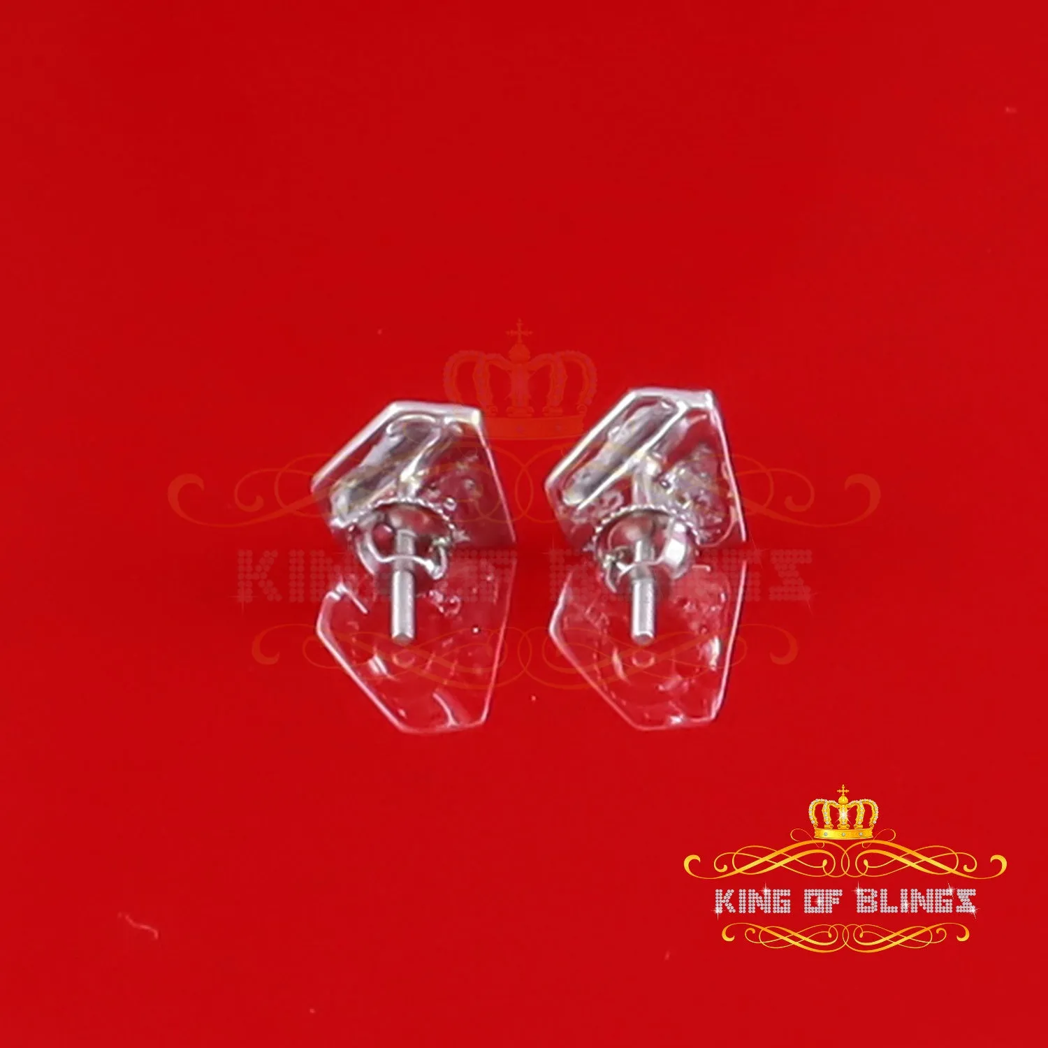 King Of Bling's 0.10ct Silver Diamond White For Men's & Womens Hip Hop Stud Earring 925 Sterling
