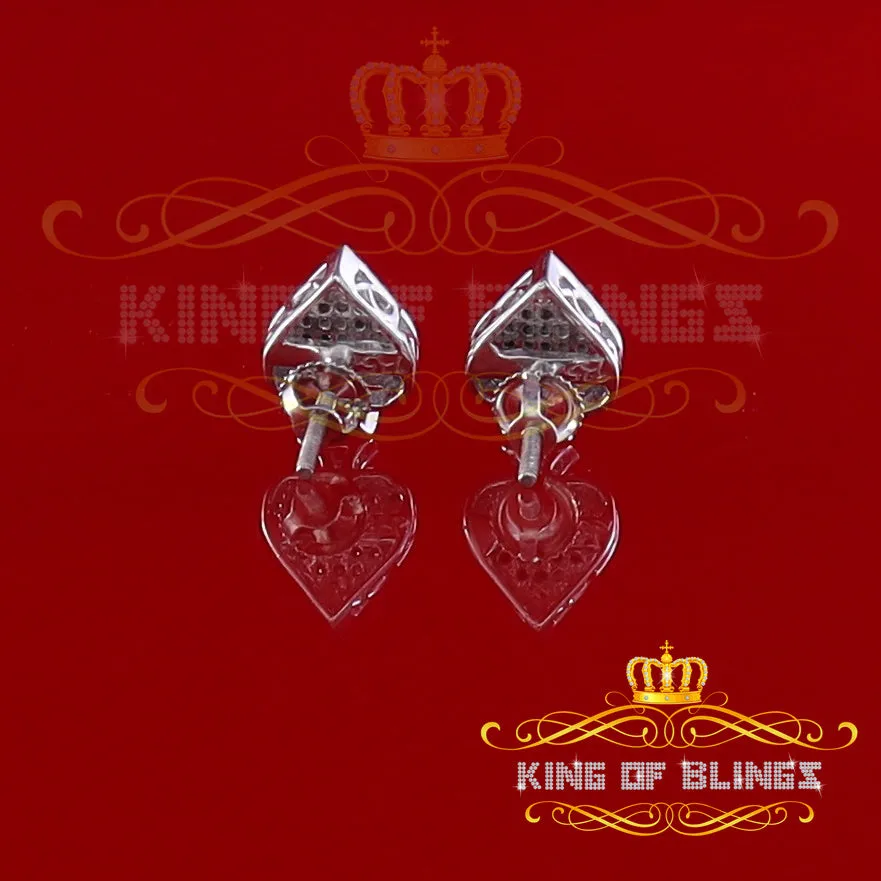 King Of Bling's 925 Sterling Silver White 0.10ct Diamond For Women's / Men's Stud Heart Earring
