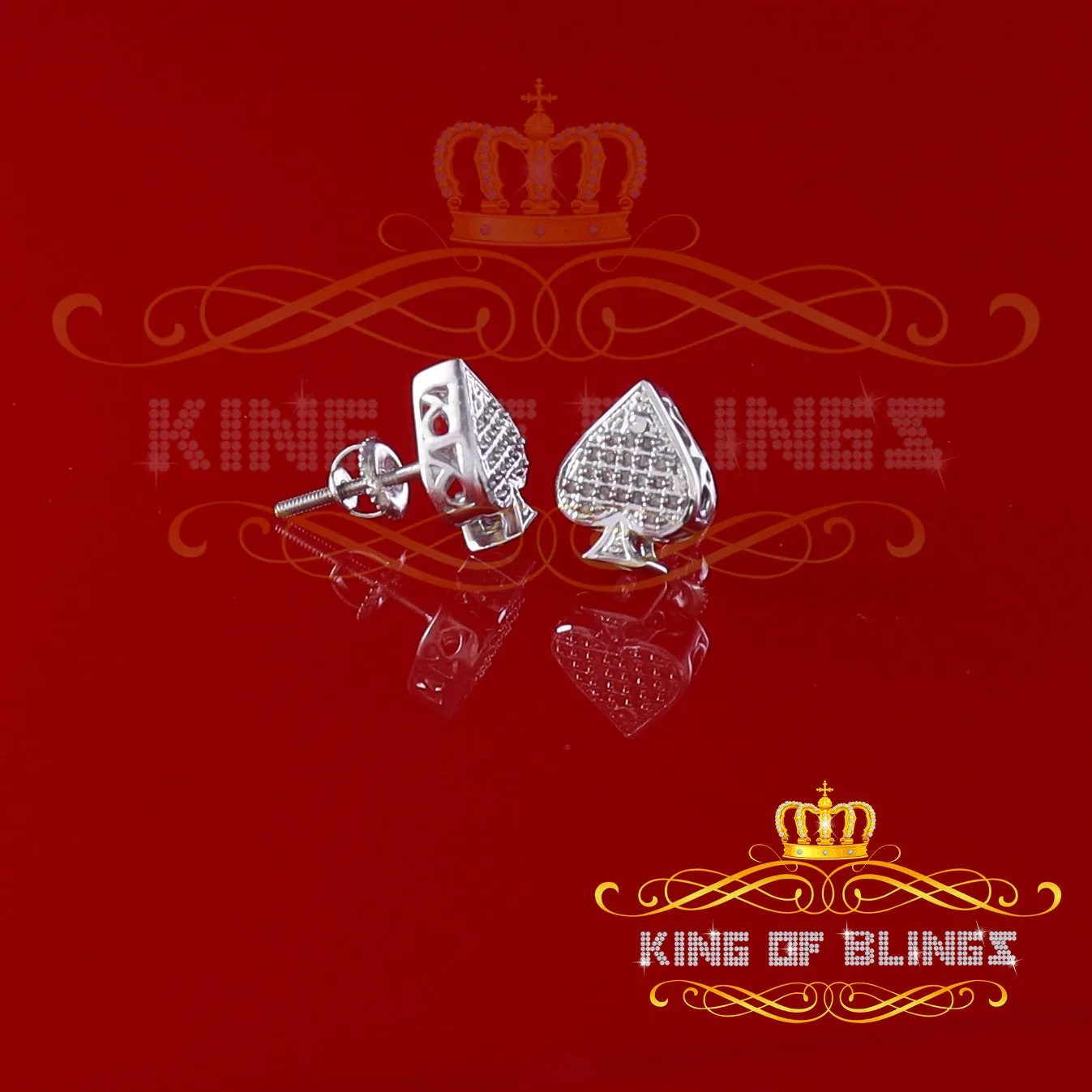 King Of Bling's 925 Sterling Silver White 0.10ct Diamond For Women's / Men's Stud Heart Earring