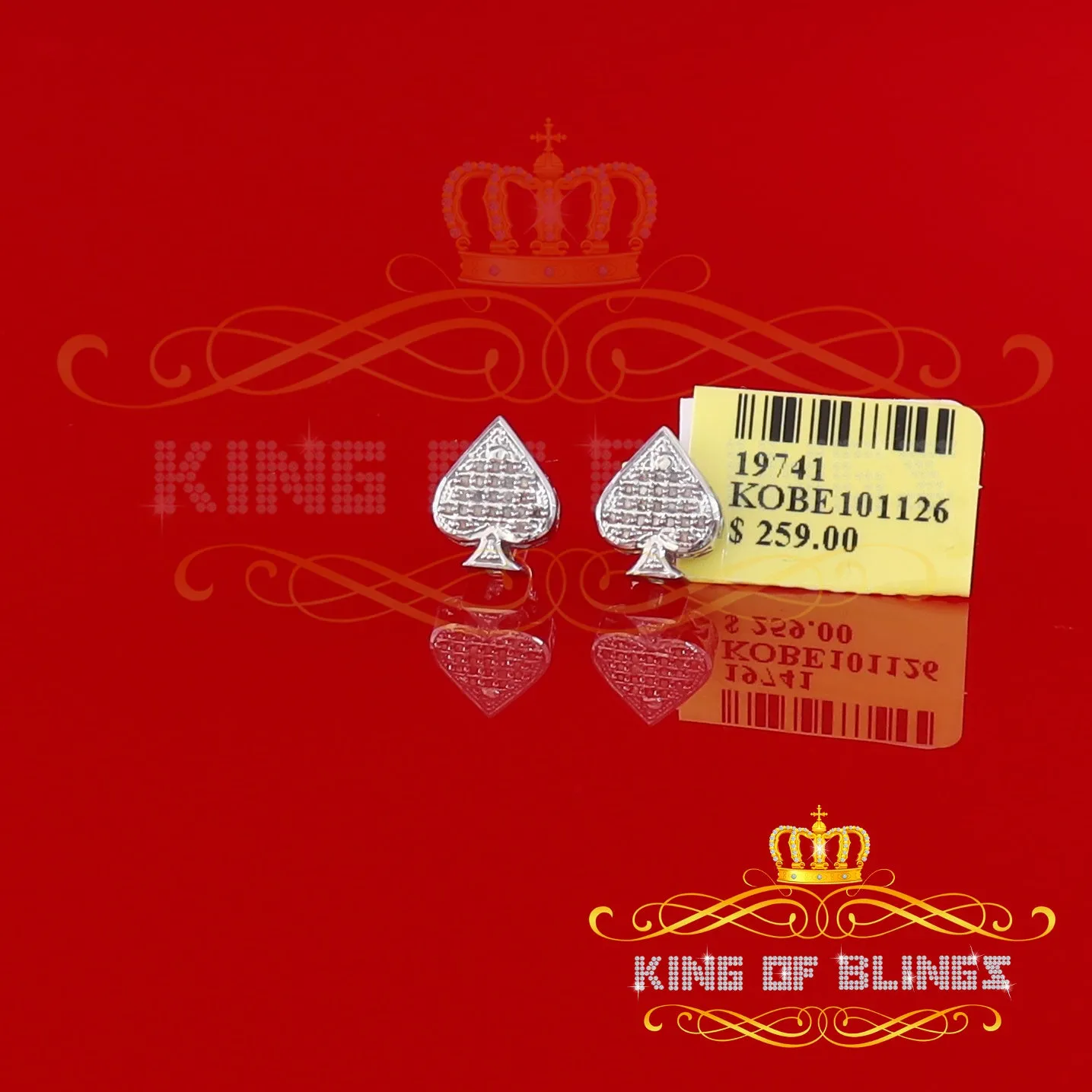 King Of Bling's 925 Sterling Silver White 0.10ct Diamond For Women's / Men's Stud Heart Earring