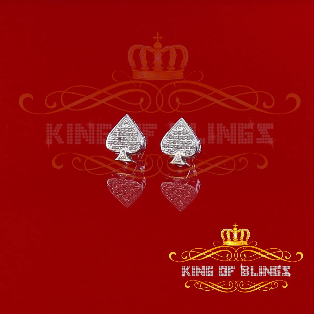 King Of Bling's 925 Sterling Silver White 0.10ct Diamond For Women's / Men's Stud Heart Earring