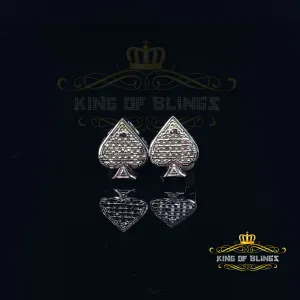 King Of Bling's 925 Sterling Silver White 0.10ct Diamond For Women's / Men's Stud Heart Earring