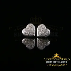 King Of Bling's Heart 925 White Silver 0.25ct Diamond Women's & Men's Fashion Style Earring