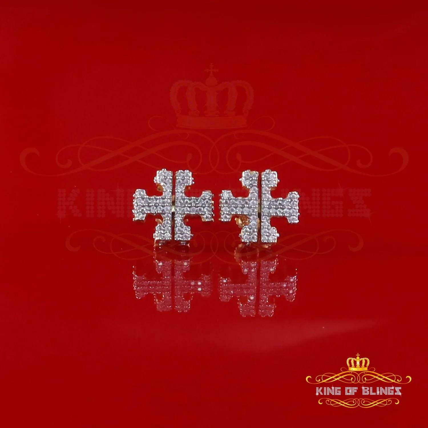 King  of Bling's Yellow 925 Silver 1.0ct VVS 'D' Moissanite Men's/Womens Tory Burch Stud Earrings