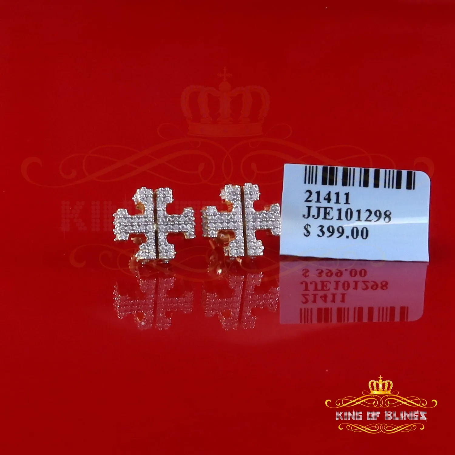King  of Bling's Yellow 925 Silver 1.0ct VVS 'D' Moissanite Men's/Womens Tory Burch Stud Earrings