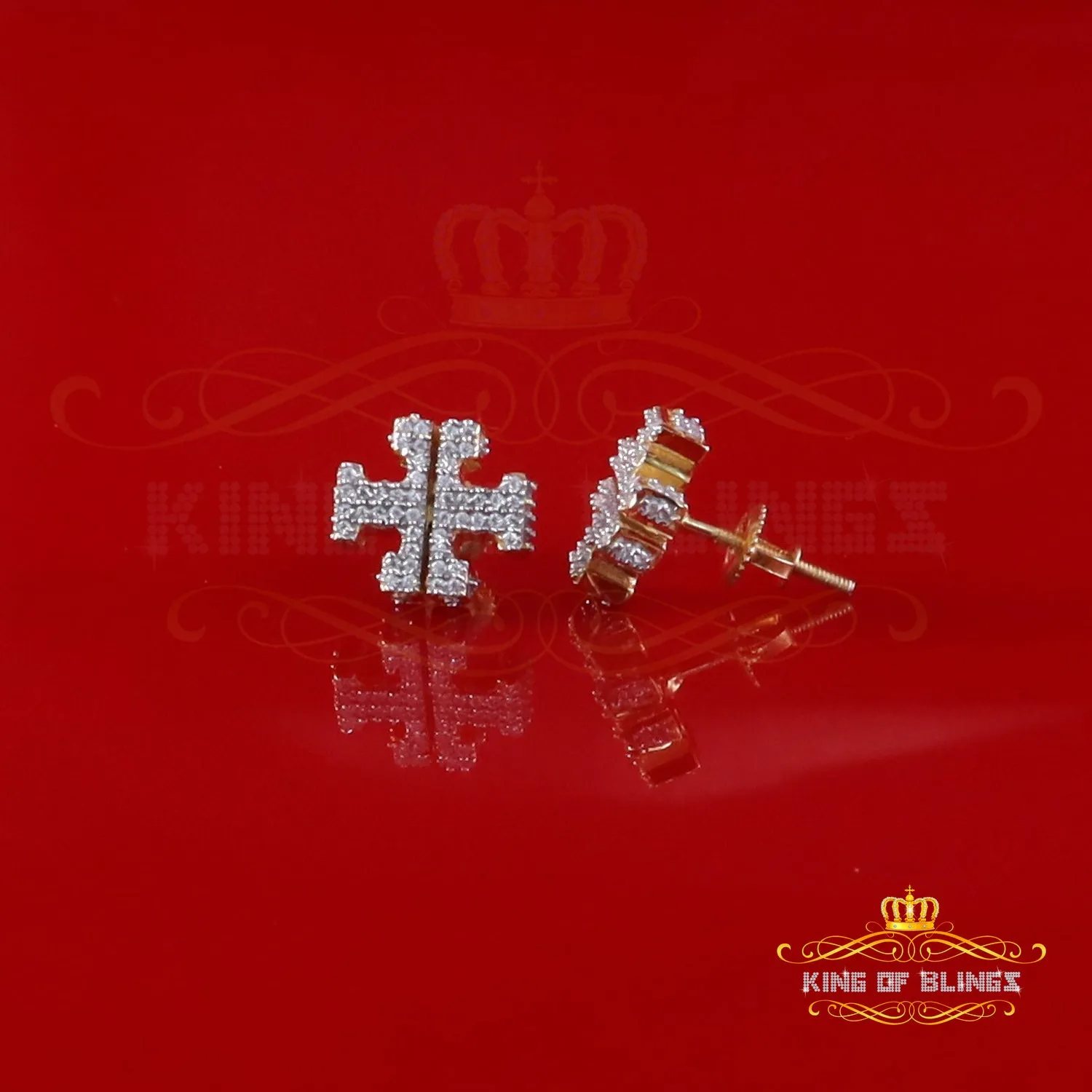 King  of Bling's Yellow 925 Silver 1.0ct VVS 'D' Moissanite Men's/Womens Tory Burch Stud Earrings