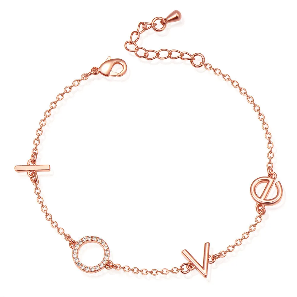 Korean Version Of LOVE Letter Ladies Simple Girlfriend Personality Crystal Bracelet