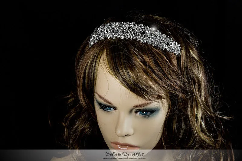 Krisma Floral Cluster Silver Tiara | Swarovski Crystal