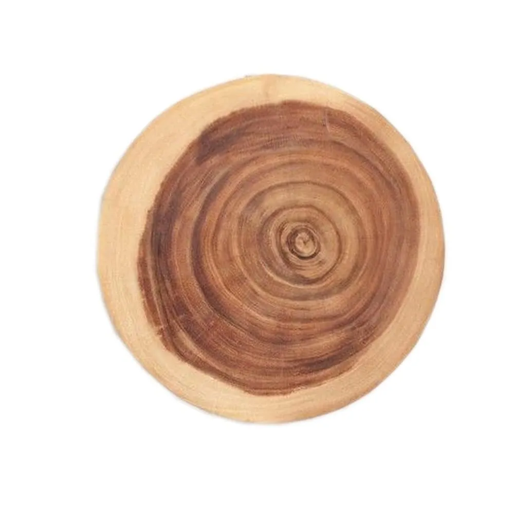 LATEST HANDICRAFTS Rustic Live Edge Wooden Slice End Table | Natural Tree Slap Coffee Table for Bedroom, Living Room Decor (35 x 35 x 47 cm) Folding Metal Hairpin Legs
