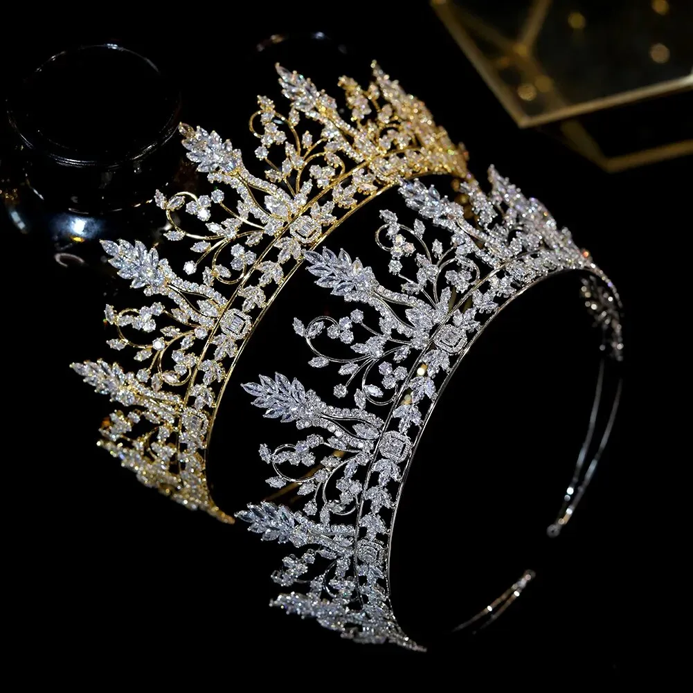 Luxury Bridal Tiara Gold Crown Headwear