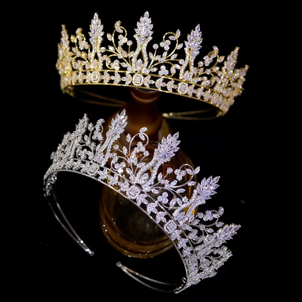 Luxury Bridal Tiara Gold Crown Headwear