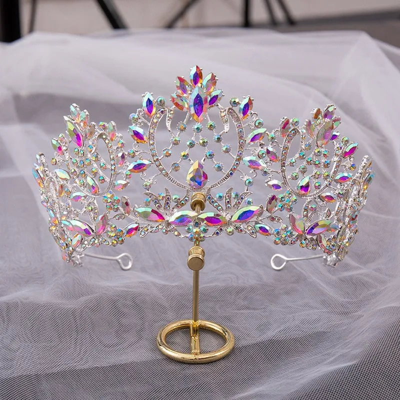 Luxury Pink Crystal Royal Princess Tiara Headband Bridal Accessory