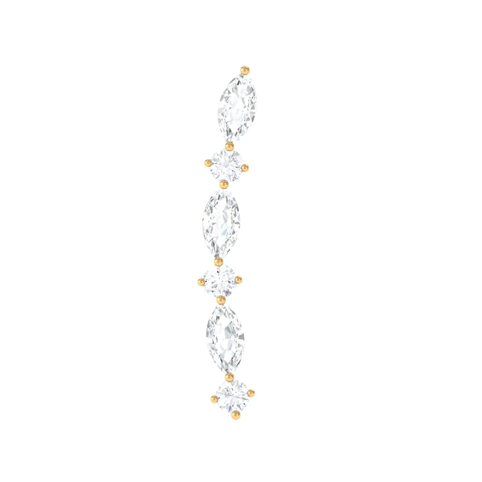 Marquise and Round Moissanite Unique Climber Earring