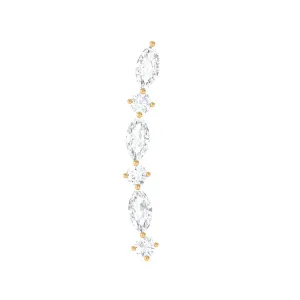Marquise and Round Moissanite Unique Climber Earring