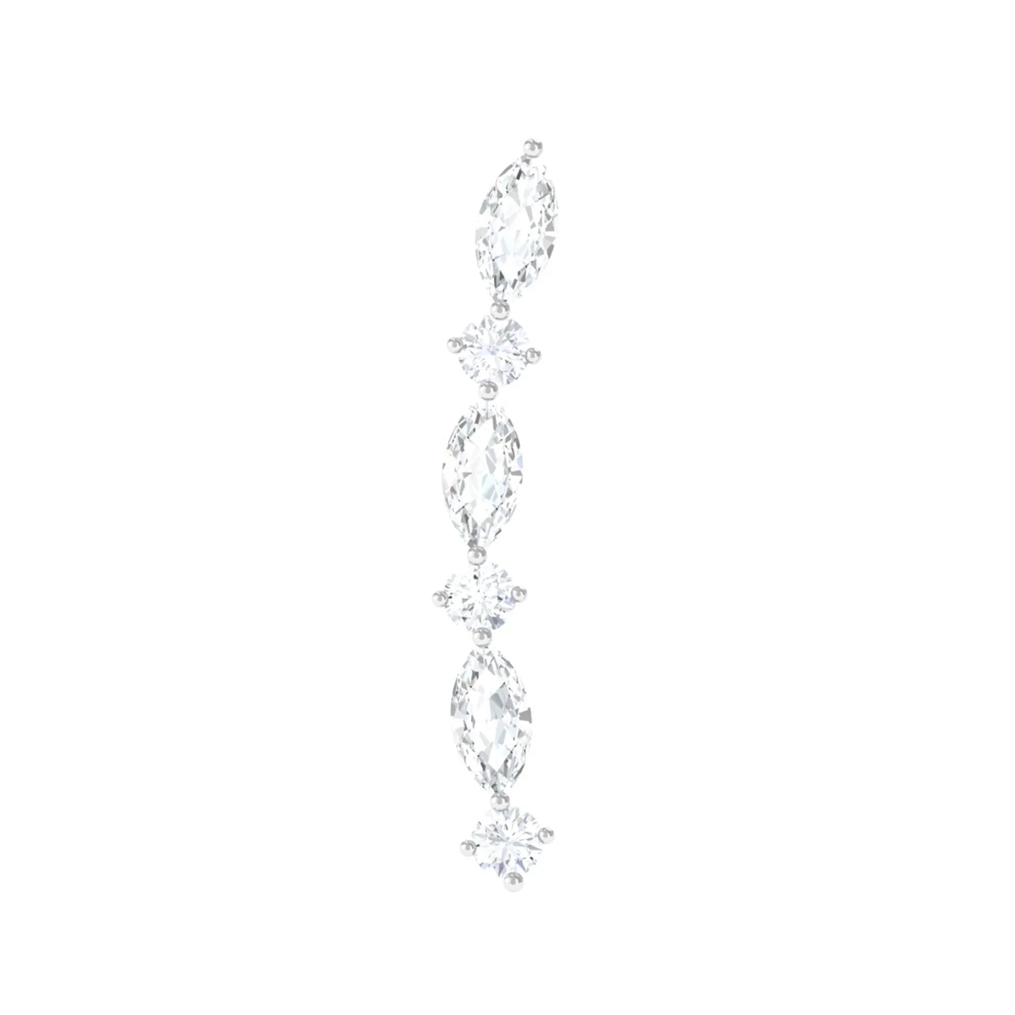 Marquise and Round Moissanite Unique Climber Earring