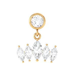 Marquise Moissanite Crown Dangle Earring for Cartilage Piercing